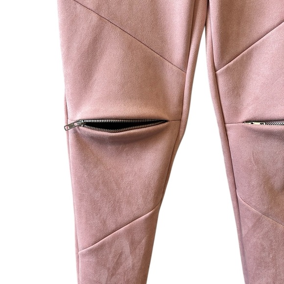 Stylish soft faux suede Pink Leggings - Picture 2 of 5